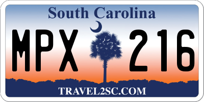 SC license plate MPX216