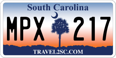 SC license plate MPX217