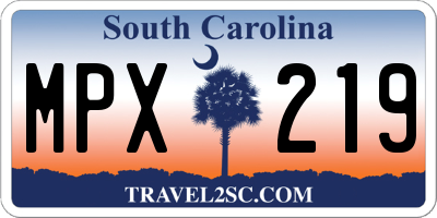 SC license plate MPX219