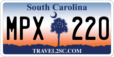 SC license plate MPX220