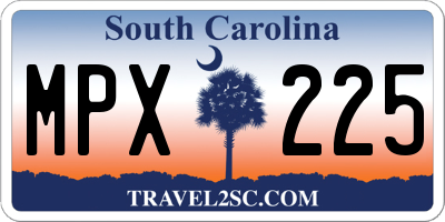 SC license plate MPX225