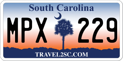 SC license plate MPX229