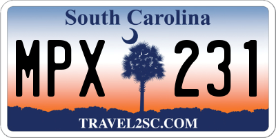 SC license plate MPX231