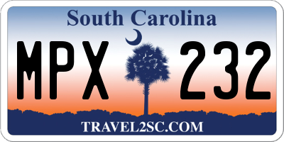 SC license plate MPX232