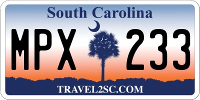 SC license plate MPX233