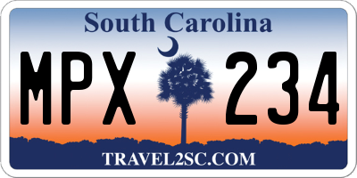 SC license plate MPX234