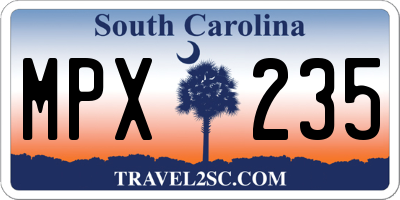 SC license plate MPX235