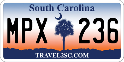 SC license plate MPX236