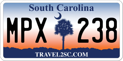 SC license plate MPX238