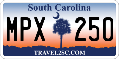 SC license plate MPX250