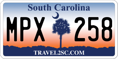 SC license plate MPX258