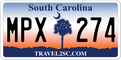 SC license plate MPX274
