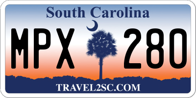 SC license plate MPX280