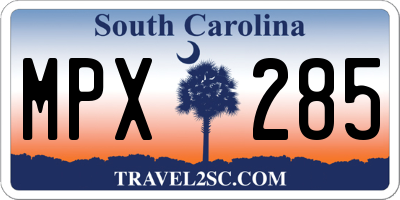 SC license plate MPX285