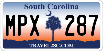 SC license plate MPX287