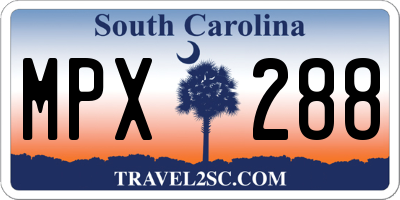 SC license plate MPX288
