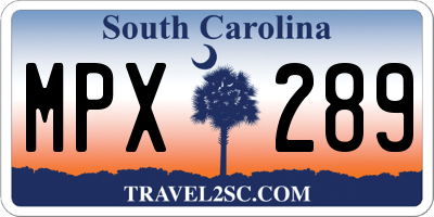 SC license plate MPX289