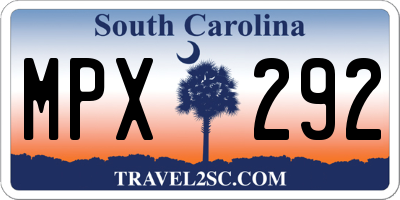 SC license plate MPX292