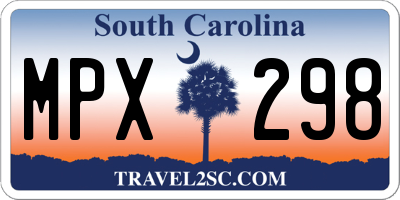 SC license plate MPX298