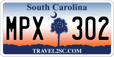 SC license plate MPX302