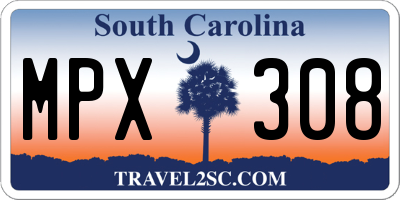 SC license plate MPX308