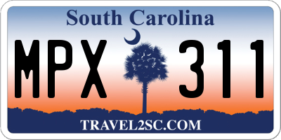 SC license plate MPX311