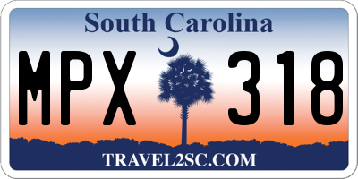SC license plate MPX318