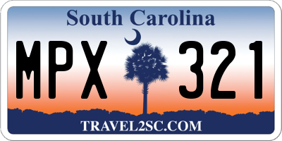 SC license plate MPX321