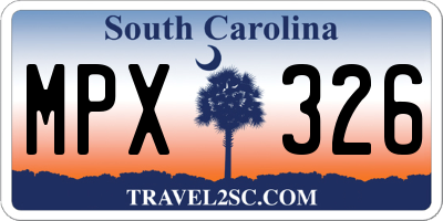 SC license plate MPX326