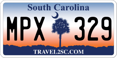 SC license plate MPX329