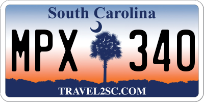 SC license plate MPX340