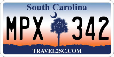 SC license plate MPX342
