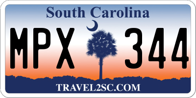SC license plate MPX344