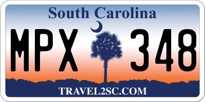 SC license plate MPX348