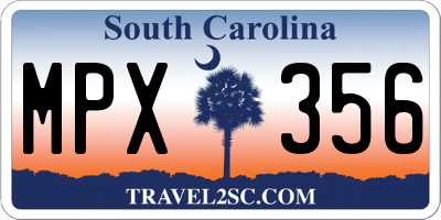 SC license plate MPX356