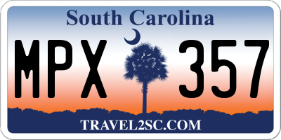 SC license plate MPX357
