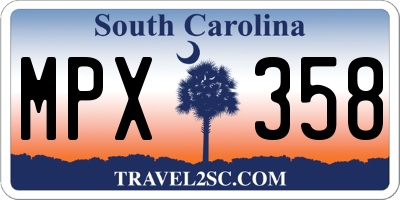 SC license plate MPX358