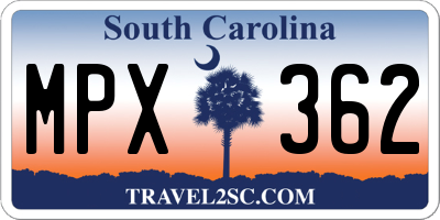SC license plate MPX362