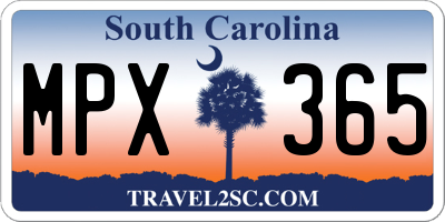 SC license plate MPX365