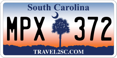 SC license plate MPX372