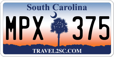 SC license plate MPX375