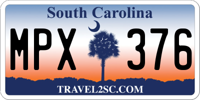 SC license plate MPX376