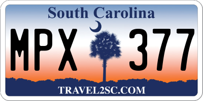 SC license plate MPX377