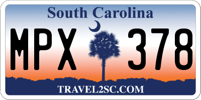 SC license plate MPX378
