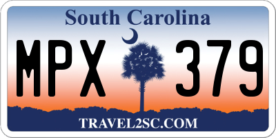SC license plate MPX379