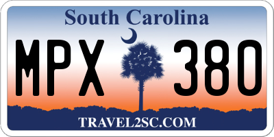 SC license plate MPX380