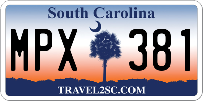 SC license plate MPX381