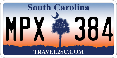 SC license plate MPX384