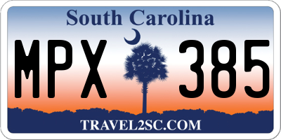 SC license plate MPX385