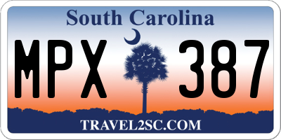 SC license plate MPX387